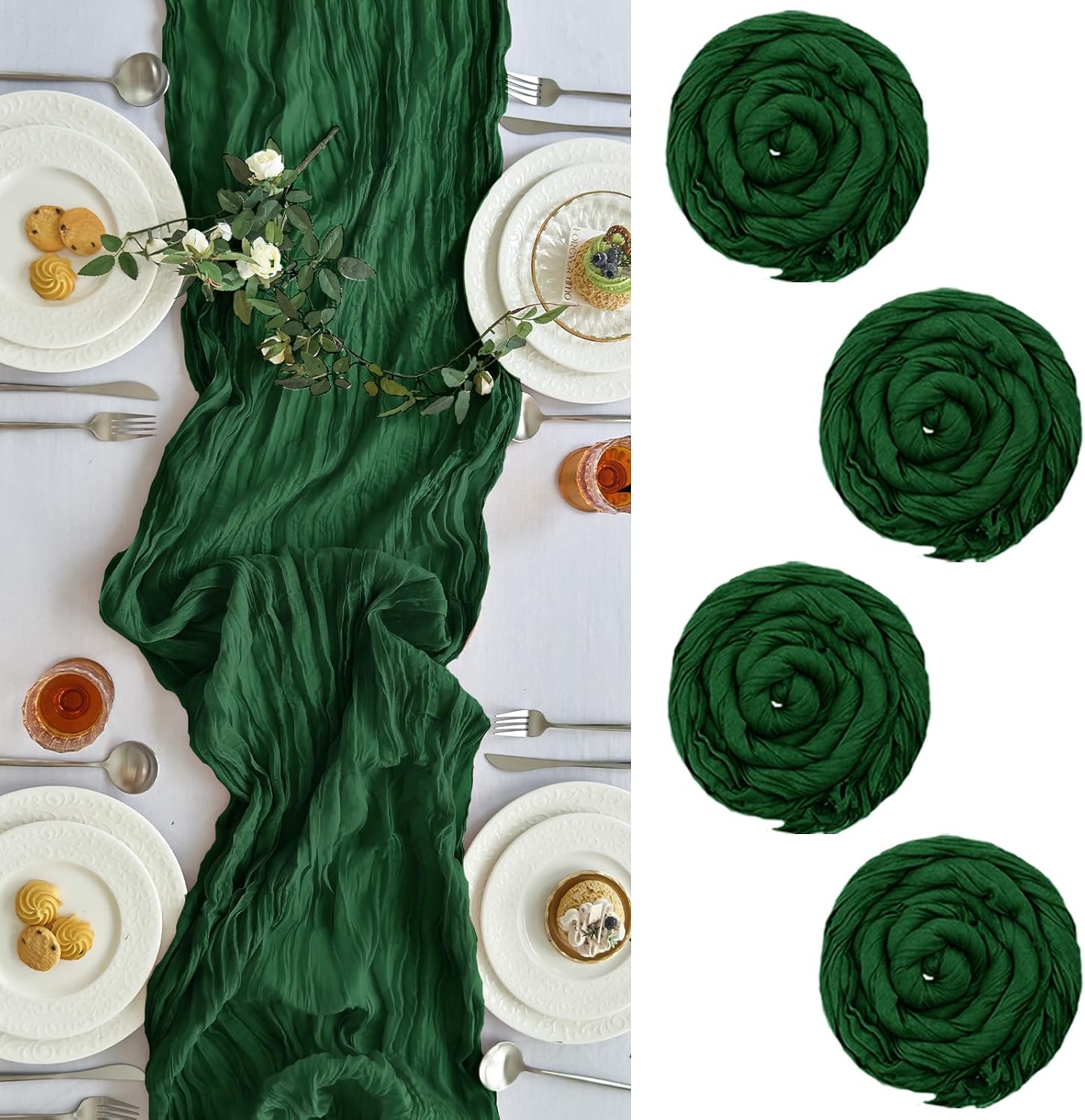 Christmas Table Runner - 4개입 치즈클로스 테이블 러너 크리스마스 에메랄드