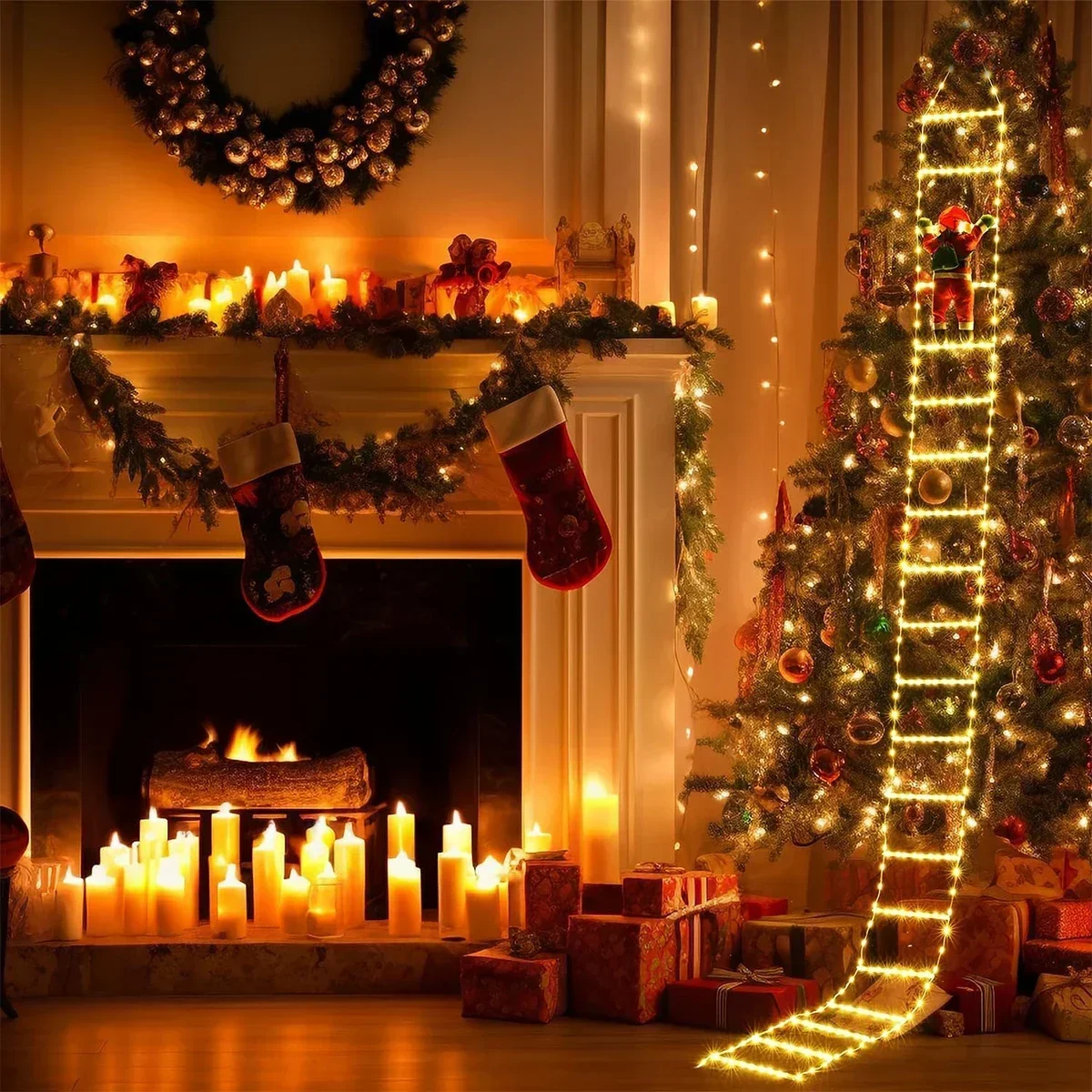 산타클로스 가정용 LED 사다리 조명, 크리스마스 장식 - Christmas Lights Outdoor 리뷰 및 가격