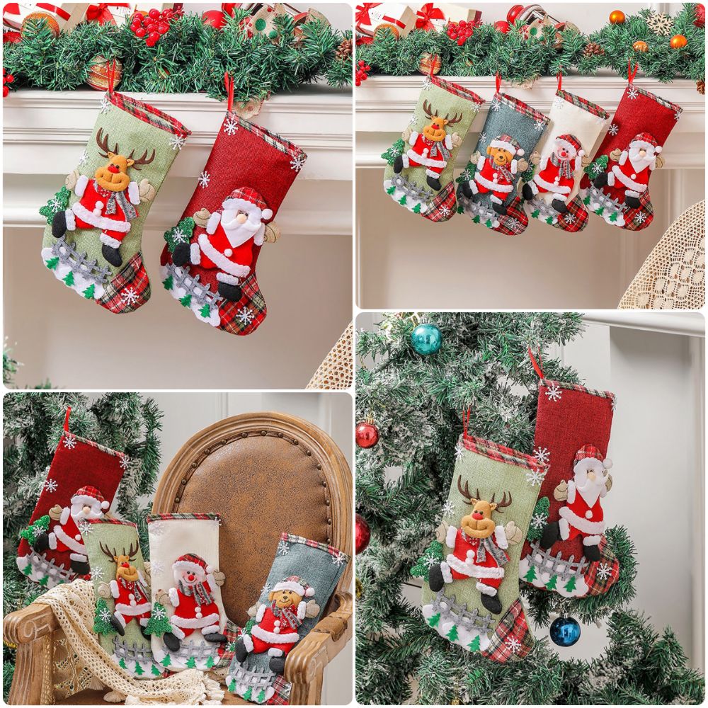 다채로운 색상의 크리스마스 스타킹 눈사람 사슴 곰 만화 - Christmas Stocking Hanging 리뷰 및 가격